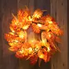 Corona de Hoja de Arce de Halloween Transfronteriza, Corona Dorada de Otoño para Puerta, Decoración de Acción de Gracias Familiar para Porche Interior y Exterior