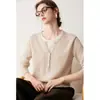 Suéter de Cachemira con Cuello en V de Temperamento Otoño Invierno para Mujer, Manga Larga, Botones, Tejido de Punto Holgado, Moda, Capa Interior, Capa Base, Suéter