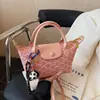 Bolsa pequena feminina 2026 novo modelo, bolsa de mão estampada de alta qualidade, pequena bolsa tote, bolsa de ombro e transversal versátil de nicho, estilo dumpling