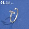 Anillo de plata de ley S925 Damila diseño simple diamante femenino popular japonés y coreano Dongdaemun joyería de mano popular entrega de una sola pieza