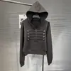 Sudadera con Capucha Retro Americana Nueva Otoño 2026 con Botones Metálicos y Diseño de Cremallera Suelta