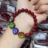 Pulsera de Cinabrio Dorada con Arena Dorada y Cinco Dioses de la Riqueza, Pulsera de Círculo Único de Cinabrio de Moda con Diseño Original Simple y Exquisito