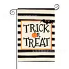 Nueva Bandera de Jardín de Poliéster Impreso de Doble Cara con Patrón de Calabaza de Halloween, Gato y Bruja, Bandera de Decoración para Patio Exterior