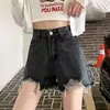 Shorts Jeans de Verão Finos Estilo Ins para Mulheres Meninas Cheinhas Novo Tamanho Grande Solto Celebridade Cyber Cintura Alta Rasgado Rústico Perna Larga Hot Pants