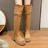 Botas de suela gruesa y tacón robusto para otoño e invierno, diseño de pierna ancha, nuevo estilo 2026, botas largas hasta la rodilla, botas altas para mujer, con diseño de doblez
