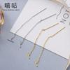 Xi Gu E0265 S925 Piercings de Orelha de Uma Palavra Feminino Estilo Coreano Corrente de Orelha Brincos de Linha Longa Simples Elegantes