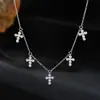 Collar con Colgante de Cruz de Plata de Ley 925 con Circonita para Mujer, Cadena Fina para Clavícula de Nicho, Cadena Delgada, Cadena Desnuda, Accesorio Apilable, Regalo para Mejor Amiga