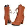 19 botas femininas plus size transfronteiriças 40414243 botas curtas de salto alto com cadarço botas femininas de comércio exterior drop-shipping sapatos femininos