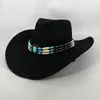 Sombreros multicolores de otoño e invierno transfronterizos, sombreros de fieltro estilo vaquero retro europeo y americano, sombreros fedora negros para hombre, sombreros de jazz para mujer