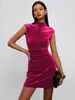 Vestido Elegante de Veludo Sem Mangas Wish Cross-Border Cintura Elegante Saia Plissada Estilo Lady Vestido Leve de Noite
