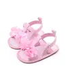 Verão Novo 0-1 Anos Bebê Moda Três Flores Flat Respirável Macio Borracha Slip Sandálias