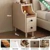 Mesita de noche de madera maciza color crema de segunda mano, Estante de almacenamiento pequeño ultraestrecho para dormitorio del hogar, Gabinete lateral estrecho de 20 cm, Gabinete para espacios extremadamente estrechos