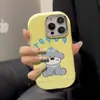 Tinta Azul Cachorro Gris Manzana 16Promax Niña Gordita Funda para Teléfono Móvil 15/14/13 Anticaída Iphone12 Linda