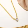 Europa e Estados Unidos atacado transfronteiriço moda zircão branco amor titânio aço colar feminino ouro simples em forma de coração grosso clavícula corrente jóias