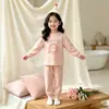 Pijama base de comercio exterior para niñas de primavera y otoño, ropa de casa para bebés, ropa de verano para aire acondicionado, conjunto de top de manga larga y pantalón largo, ropa cálida para niños