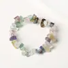 Pulseira de Cascalho de Citrino Natural com Círculo Único Pulseira de Pedra Bruta Assimétrica com Corda Elástica Estilo Fresco, Simples e Versátil