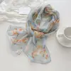 Novo Estilo Lenço Longo de Seda para Mulheres, Lenço de Chiffon 100% Seda de Amora, Versátil e de Alta Qualidade, Lenço de Primavera e Verão, Lenço de Pescoço, Echarpe
