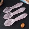 Colher de cristal natural, pedra bruta de cristal rosa, cabo longo, colher de ágata de jade, decoração para casa, escultura