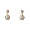 Brincos de Pérola com Zircônia Suaves e Versáteis Estilo Francês para Mulheres, Elegantes e Modernos, Design Simples e Luxuoso, Brincos Elegantes Atacado