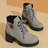 Botas Martin Cortas de Cuero con Plataforma y Cordones, Estilo Británico, Tacón Grueso, Talla Grande, Impermeables, Moda Casual, Comercio Exterior para Mujer
