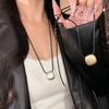 Corea del Sur Nuevo Colgante Cuadrado de Metal Cepillado Cadena para Suéter Cadena para Suéter Dibujable Casual Moderno Combinable