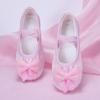 Zapatos de Baile Pequeños Frescos Estilo Coreano para Niños Zapatos de Baile Ballet Satén Mariposa Zapatos de Práctica Corporal para Niñas 8006