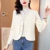 Casaco Curto de Manga Comprida com Botões Estilo Chinês da Moda para Mulheres Primavera 2024 Novo Estilo Top Cardigan Retrô Feminino