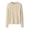 Suéter Feminino 100% Caxemira Pura Design Vazado Outono e Inverno Novo Gola Redonda Interior Solto Estilo Preguiçoso Moda Suéter Torcido