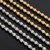 Corrente de Contas com Pedras Cheias de Diamante 4mm Hip-Hop Europeu e Americano Transfronteiriça Colar Masculino Tendência Joias de Zircônia de Alto Padrão Acessórios Personalização
