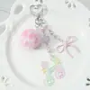 Estilo Primavera Lindo y Dulce Exquisito Galaxia de Cuentas Fresa Lazo Oso Nota Musical Pompón Llavero Colgante para Bolsa