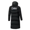90% pluma de pato branca, uniformes de equipe feitos sob medida, casacos longos de pluma, casacos com capuz unissex, à prova de vento e à prova d'água, para treinamento de inverno e aquecimento