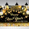 2027 El más vendido de Amazon Tema Colorido de Año Nuevo Tela de Fondo Negra y Dorada Decoraciones para Celebraciones de Fiesta Pancarta de Año Nuevo