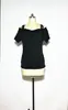 Spot wish Amazon quente europeu e americano gola V costura manga curta renda casual solta camiseta para mulheres