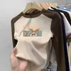 Camiseta de Manga Larga de Felpa para Niñas Ropa Otoño/Invierno Niños Medianos y Grandes Bloque de Color Cuello Redondo Top Cálido para Capas