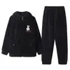 Invierno 2026 Pijama de Manga Larga Waffle Coral Terciopelo Cardigan Cremallera Set Patrón Cuadros Ropa de Casa para Hombre