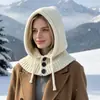 Balaclava Europeia e Americana Transfronteiriça Inverno Quente Proteção Auricular Chapéu de Lã Tricotado Lenço Pulôver Integrado Chapéu Mulheres