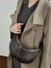 Bolso Croissant de Piel de Vaca de Primera Capa Bolso Diagonal Tipo Dumpling Nuevo de Piel Genuina Nicho Un Hombro Práctico para Viajes Cotidianos Color Sólido Piel Suave Bolso para Mujer