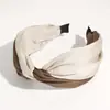 Moda Transfronteiriça Nova Faixa de Cabeça Listrada Simples Tendência Versátil Carta Larga com Nó Acessório de Cabelo para Exterior