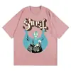 Camiseta de Algodão Tamanho Europeu Nova Camiseta da Banda Ghost Feminina Oversized