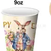 Tema de Coelhinho de Desenho Animado Fofo Bandeja de Papel Descartável Copo de Papel Decoração Atmosfera de Festa de Páscoa Conjunto de Louça