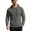 Sudadera con capucha para hombre transfronteriza, Amazon primavera/otoño jacquard texturizado de manga larga con bolsillo canguro etiqueta de cuero cordón sudadera casual