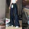 Jeans Wide Leg Versão A Azul Escuro Feminino Primavera Novo Tamanho Plus Size Menina Cheinha Solto Emagrecedor Corpo Pera Calças Preguiçosas