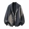 Nuevo Cárdigan de Punto Trenzado para Hombre Otoño Invierno Abrigo Estilo Europeo y Americano Suéter de Punto Trenzado con Solapa Chaqueta Casual Holgada