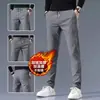 Pantalones Casuales Gruesos Forrados de Polar Otoño/Invierno para el Trabajo Hombres Transpirables Sueltos Ropa de Trabajo Sucio Pantalones de Trabajo