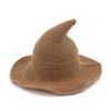 Novo chapéu de bruxa de lã de cor sólida, chapéu de bruxa secundário, chapéu pontudo de malha, chapéu engraçado de Halloween