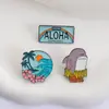 Broche de Praia Onda de Tubarão Fofo Novo Estilo Transfronteiriço Insígnia de Acessório de Metal Série Oceano Desenho Animado Criativo