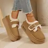 Botas de invierno forradas de polar, con suela gruesa, cálidas y acogedoras, con diseño de pelo sintético, nuevo estilo 2026, zapatillas de algodón de moda para mujer, adecuadas para ir al trabajo y clima nevado