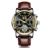 Bodaq Nuevo Reloj Mecánico Totalmente Automático Impermeable Multifuncional para Hombre Esqueleto Luminoso Correa de Acero Inoxidable Calendario