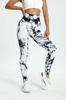Calça de Yoga Tie-Dye Cor Pêssego Levanta Bumbum para Mulheres, Justa, Elástica, Controle de Barriga, Respirável, Absorvente de Suor, Legging de Treino de Cintura Alta