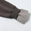 Camisa Polo Falsa de Dos Piezas para Hombre de Primavera y Otoño, Moda Callejera Americana Sudadera Pulóver con Cremallera Parcial de Cuello Vuelta, Patchwork a Cuadros en Capas